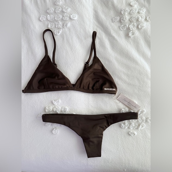 NWT Sandmade Swimwear Designer Bikini Set - Espresso - S - Picture 4 of 11
